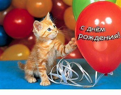 С Днем Рождения! Котенок и шарик